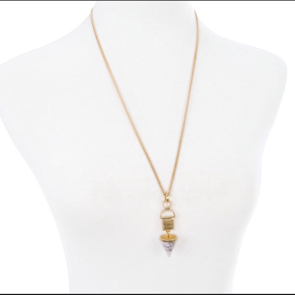 Marbeled Triangle Stone Gold Necklace